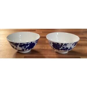 Set of 2 Royal Norfolk Blue Floral Cereal Soup Bowls 6"
